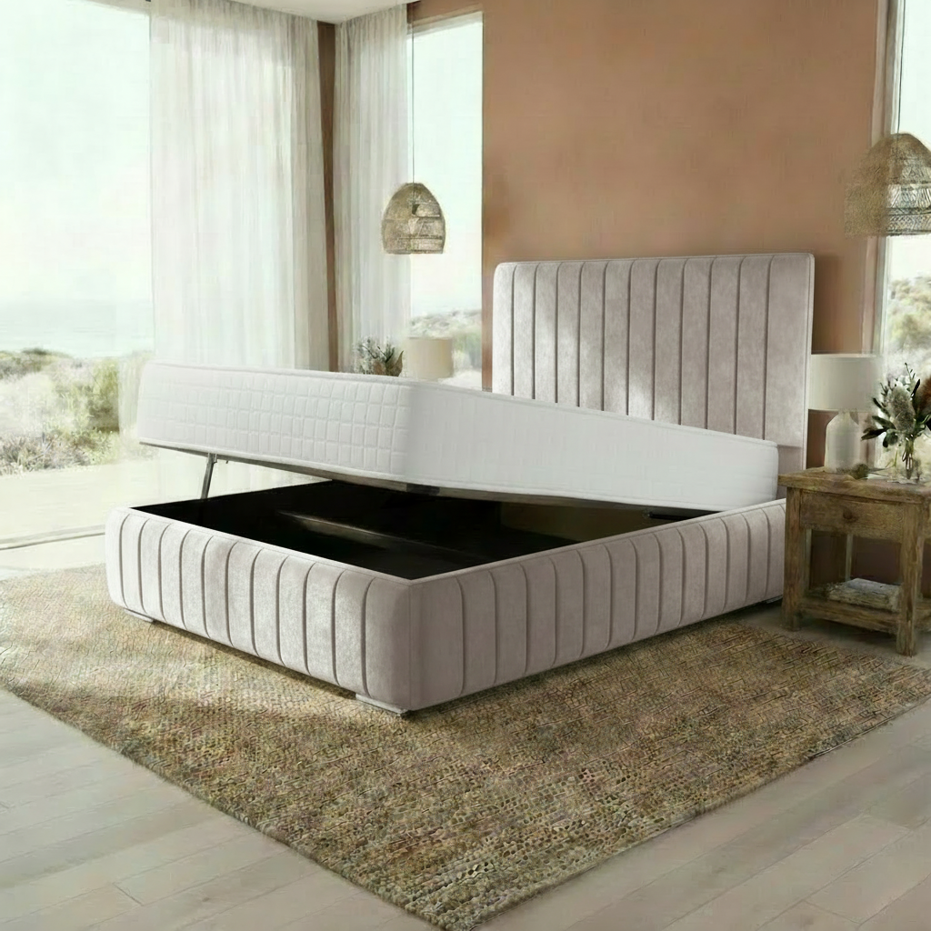 Venice Upholstered Ottoman Bed - Seal Grey Naples