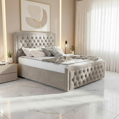 Barcelona Upholstered Ottoman Bed - Seal Grey Naples