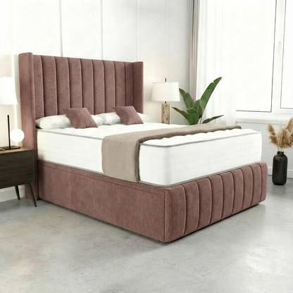 Luna Wingback Ottoman Divan Bed - mauve Naples