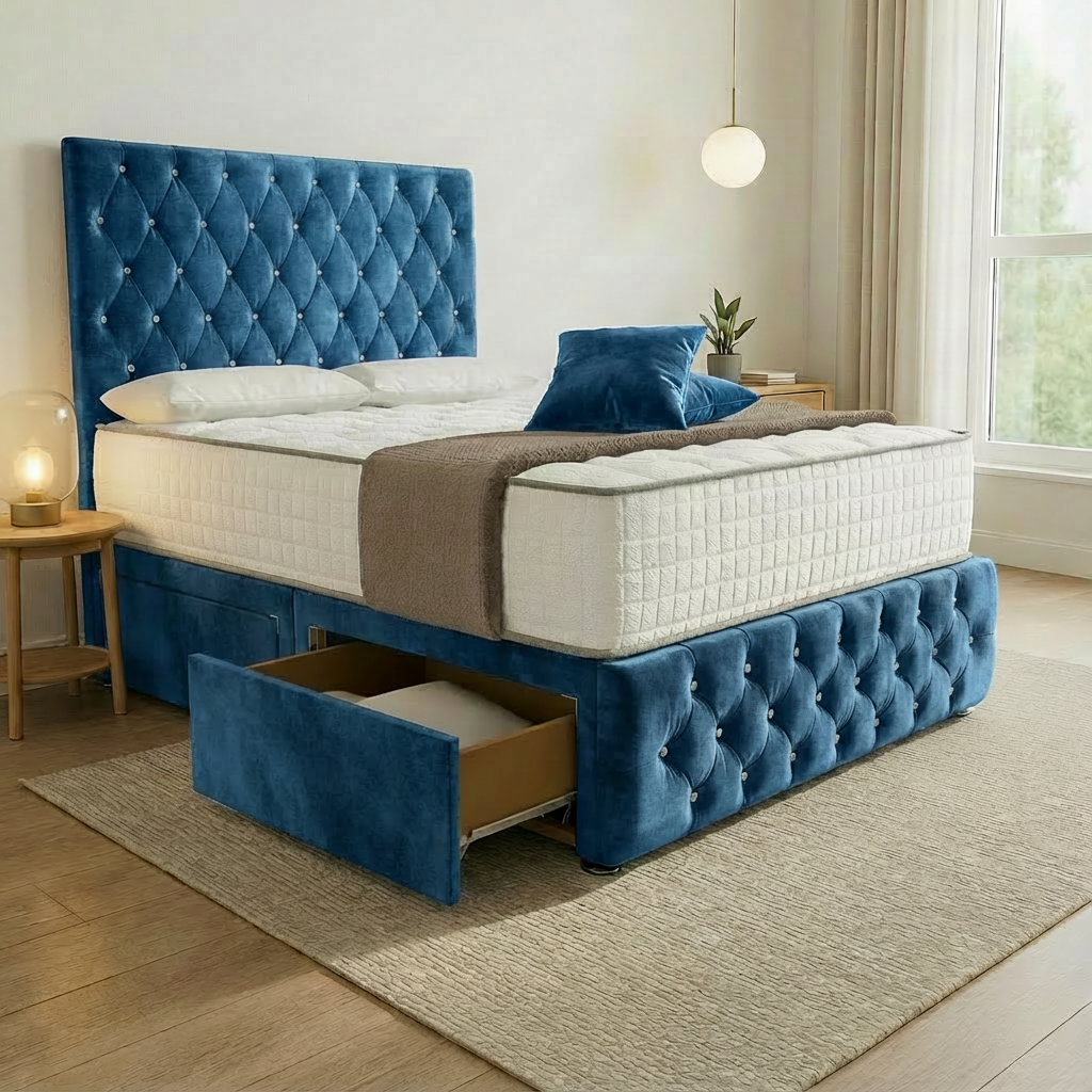 Moscow Divan Bed Blue Coniston