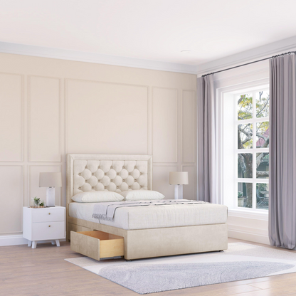 The Kensington Chesterfield Divan Bed – Cream Naples
