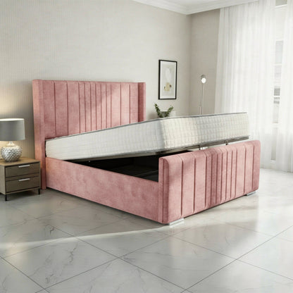 Oxford Upholstered Ottoman Bed - Pink Coniston